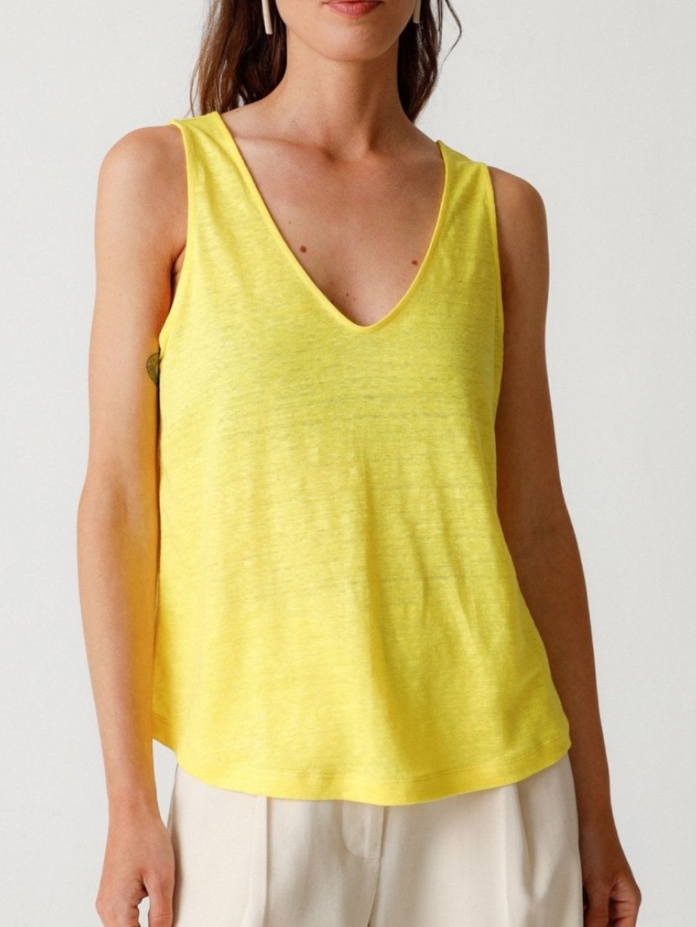 NWT SKFK Skunkfunk Araia Yellow Linen Tank Top Eyelet Trim Size EU 38 | US 6